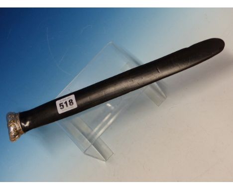 A VINTAGE LETTER OPENER SURMOUNTED WITH SILVERED CROWN FINIAL. 35cm LONG