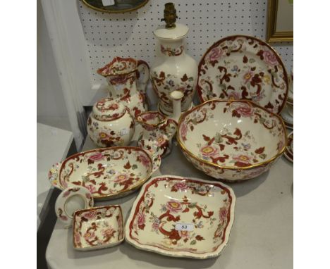 Masons Ironstone - Mandalay Red various including table lamp; fruit bowl; bud vase; ewers; etc. (qty.)