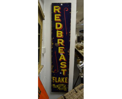 Adverting - a Red Breast Flake 'The Popular Smoke' enamel sign, 30 cm x 153 cm