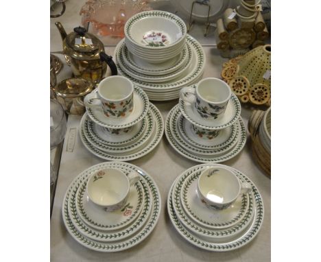 A Portmeirion ' Botanic Garden' pattern dinner service for six, comprising of dinner plates, side plates, cups and saucers, b