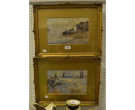 R. Ineson (19th Century)Southwald Harbourwatercolour, signed, framed, another Yarmouth from Braybonwatercolour, signed, frame