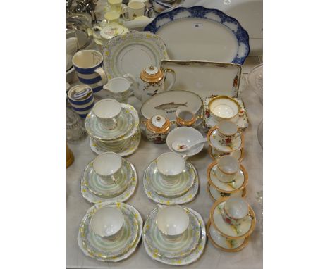 Teawares - a Royal Stafford part tea service; a Japanese eggshell tea service; a Staffordshire Sandwich plate and side plates