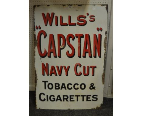 Advertising - a Wills's "Capstan" Navy Cut Tobacco & Cigarettes enamel sign, 61 cm x 92 cm