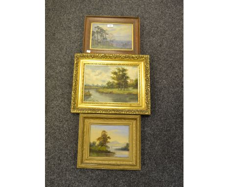 S M RichardsTall Treessigned, oil on board, 18.5cm x 27cm;   D R Carpenter, Quiet Fisherman, oil on board;  etc (3)