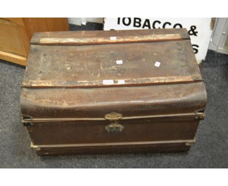 Vintage Luggage - a mock bound metal travel trunk c.1920
