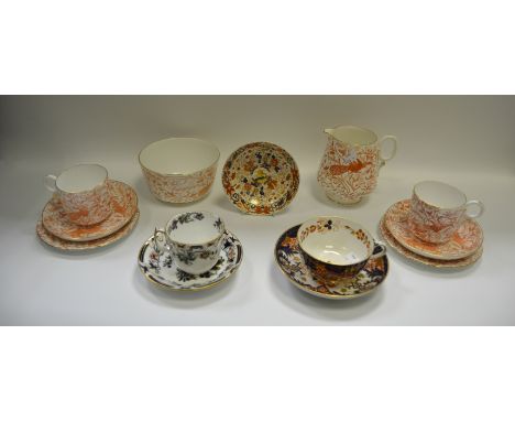 Ceramics - a Bloor Derby cup and saucer; a Wedgwood Imari palette saucer; a Crown Derby part tea service