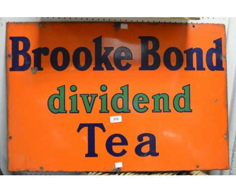 Advertising - an enamel Brooke Bond 'Dividend Tea' sign, 77 cm x 51 cm