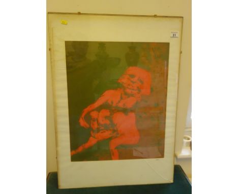 Sidney Nolan, (1917-1992) Australian, a silkscreen limited edition print No:9 of 70 signed  in pencil ,Nolan, Seated Red Lady