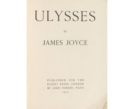 Joyce, James Ulysses London: for the Egoist Press by John Rodker, Paris, 1922. First UK edition, one of 2,000 copies, 4to, or