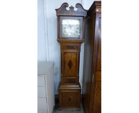 A George III oak and mahogany 30-hour longcase clock, the square painted dial signed I &amp; E Mason, Worcester 