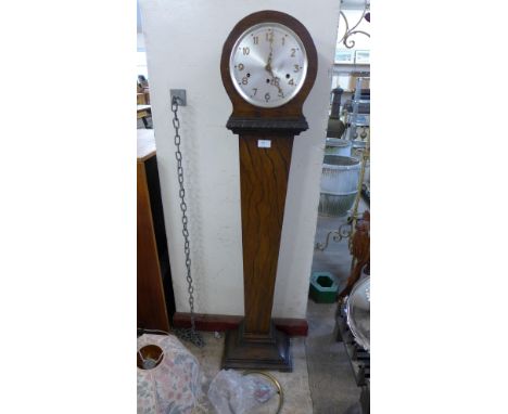 An Art Deco walnut dwarf longcase clock 