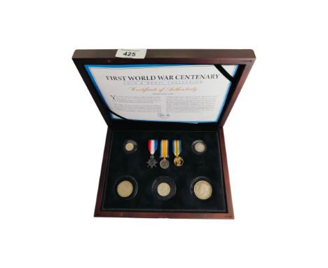 CASED FIRST WORLD WAR CENTENARY COIN &amp; MEDAL COLLECTION IN BOX WITH CERTIFICATES 