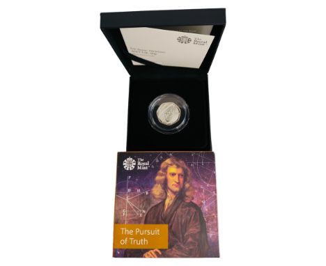 SIR ISAAC NEWTON 2017 UK 50p SILVER PROOF COIN IN BOX WITH CERTIFICATES 