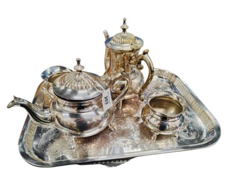 5 PIECE VINTAGE SILVER PLATE TEA &amp; COFFEE SERVICE 