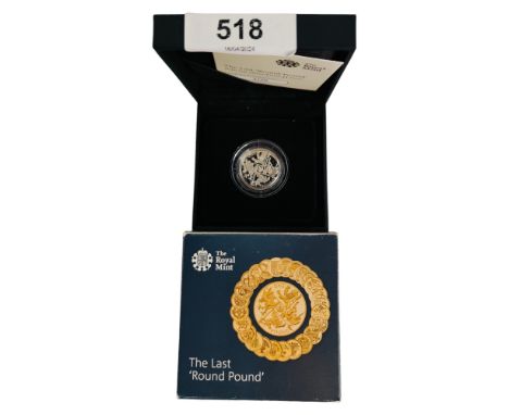 THE LAST 'ROUND POUND' 2016 UK SILVER PROOF £1 COIN IN BOX WITH CERTIFICATES 