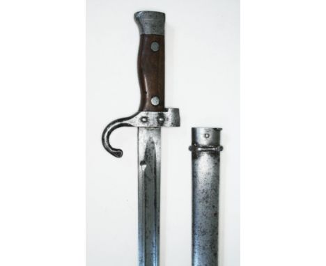 A Mannlicher Berthier bayonet and scabbard, length 53cm.  