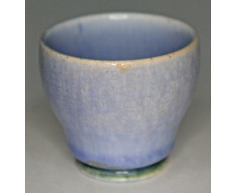 A Ruskin light blue lustre egg cup, marked 'Ruskin England' to base, height 4cm.  
