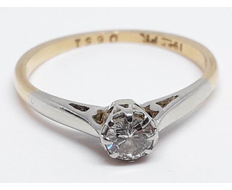 An 18ct gold diamond solitaire ring, marked '18ct PT', gross wt. 1.8g, size L.  