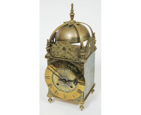 A 19th century brass lantern clock, height 38cm.  