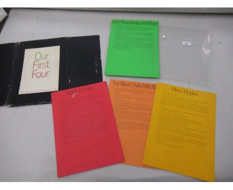 Apple Records Limited, promotional folder ' Our First Four ' containing four single records, The Beatles, Mary Hopkin, Jackie