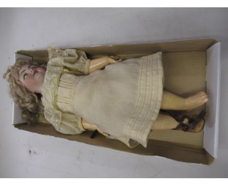 Late 19th / early 20th Century German bisque headed doll by Handwerck, with sleeping eyes and open mouth with four teeth, on 