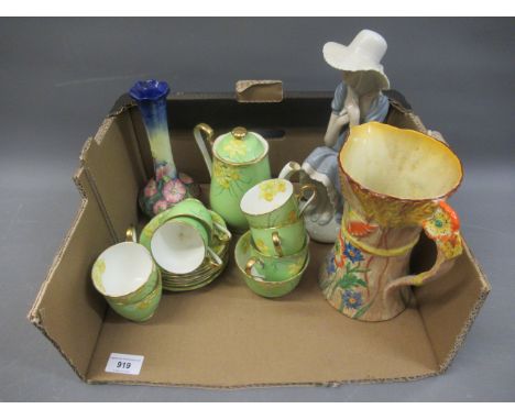 Gladstone China six place setting coffee service, decorated with daffodils, together with a Hanley floral decorated pottery j
