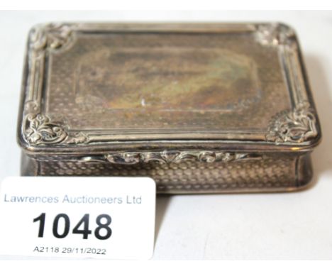 Victorian rectangular silver snuff box, with presentation inscription to the coverInscription says ' Mrs Pentecost from her c
