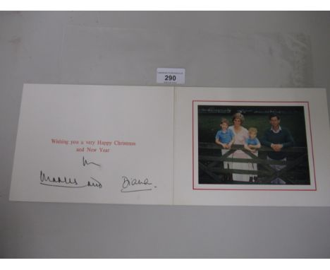 TRH Charles Prince of Wales and Diana Princess of Wales, signed Christmas card incorporating a photograph of the couple with 
