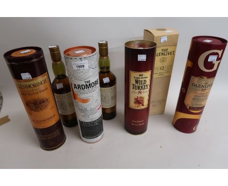 Seven various bottles of Scotch single malt whisky including Ardmore, Cardhu, Talisker, Glenlivet, Glenmorangie and a bottle 