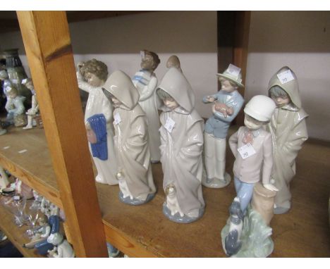 Eight various large Nao figures, the tallest 10.5ins 