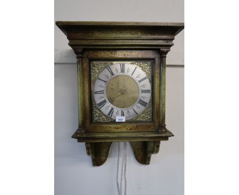 18th Century green floral lacquer cased wall clock, the brass dal with silvered chapter ring Roman Numerals, signed Stephen H