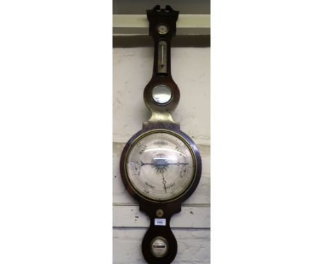 19th Century rosewood wheel barometer, with silvered dialsGood overall conditionLength = 42.5ins 