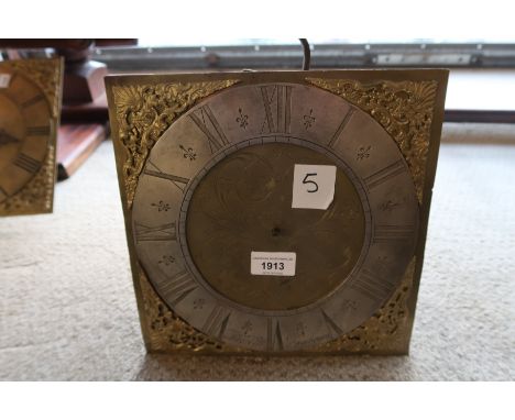 10in Thirty hour brass longcase clock dial with bird cage movement by Thomas Hill, Lambourn 
