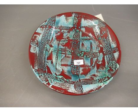 Poole pottery, circular shallow bowl of Living Glaze pattern, 14ins diameter 