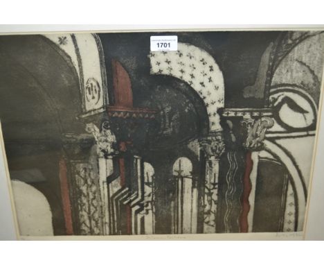 Bernard Kay, signed etching, architectural study, 14.5ins x 19ins 