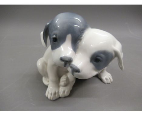 Royal Copenhagen group of two pointer puppies, 5.75ins highIn good condition. No damages. 