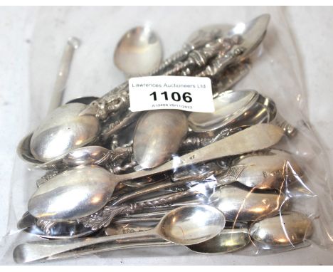 Set of six Continental (800 mark) Apostle handled coffee spoons, a quantity of other various British and Continental white me