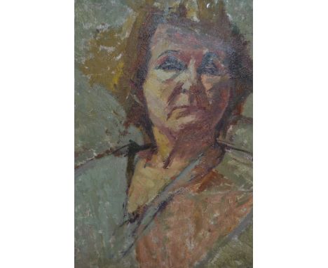 Oil on board, head and shoulder portrait of a lady, signed Cann, together with an unframed oil on canvas, head and shoulder o