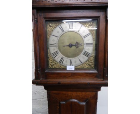 18th Century oak longcase clock with brass dial , silvered chapter ring and Roman numerals, signed Stephen Harris, Tonbridge,