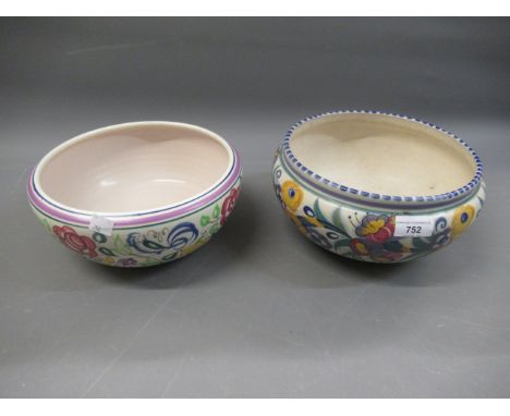 Carter Stabler Adams, Poole pottery fruit bowl of floral design with impressed mark together with a Poole pottery fruit bowl,