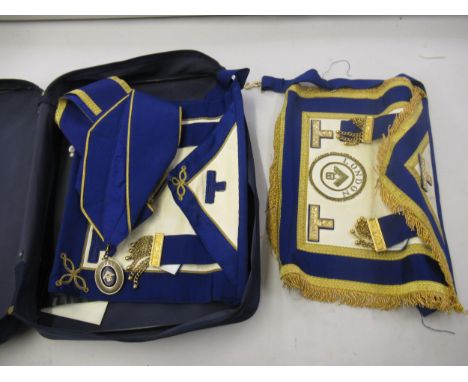 Masonic silver medallion with London Grand Rank sash, bags etc. 