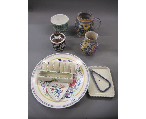 Poole pottery 10.5in floral decorated charger, together with various other Poole pottery vases, etc. 