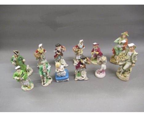 Two pairs of Sitzendorf figures of fruit and flower sellers, together with a quantity of other various Continental porcelain 