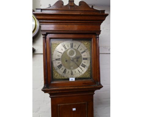 George III oak longcase clock, the square gilt brass and silvered dial, 12ins inscribed Richard Smith Newport, with a two tra