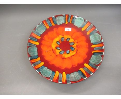 Poole pottery, large circular wall charger in Volcano pattern, 15.5ins diameter 