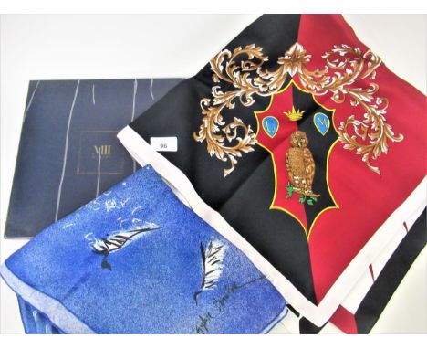 Mantero VIII scarf in original box, together with an unboxed blue silk handpainted scarf 