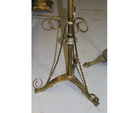 Late 19th / early 20th Century brass oil lamp standard adapted for use with electricity, together with another similarRise an