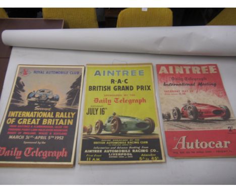Royal Automobile Club advertising poster for Second international rally of Great Britain applied to hardboard and another Ain