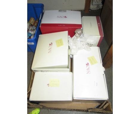 Group of five various boxed Nao porcelain figures, together with a similar unboxed figure 