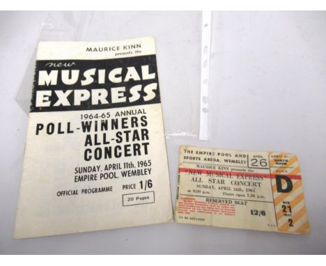 NME Concert ticket for 1964 (featured The Beatles, Rolling Stones etc.), together with a programme for a similar concert, 196